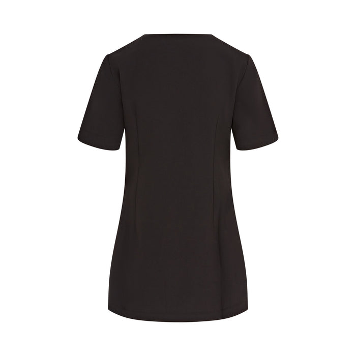 Clara Tunic soft twill with collar and lapel, wrap front, adjustable elastic waist, notch sleeves and side vents