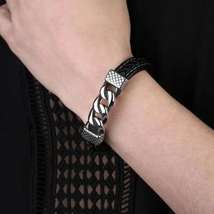 Classic chain stainless steel bracelet - AntoniosClothing - Brown design 1