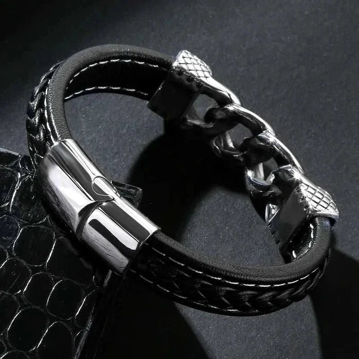 Classic chain stainless steel bracelet - AntoniosClothing - Brown design 1