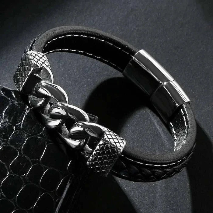 Classic chain stainless steel bracelet - AntoniosClothing - Brown design 1