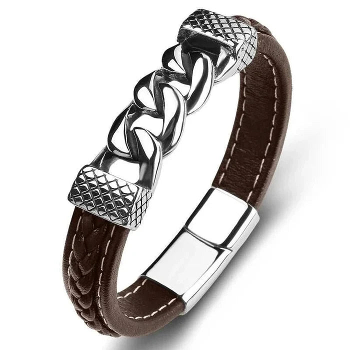 Classic chain stainless steel bracelet - AntoniosClothing - Brown design 1