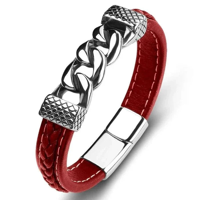 Classic chain stainless steel bracelet - AntoniosClothing - Red design 1
