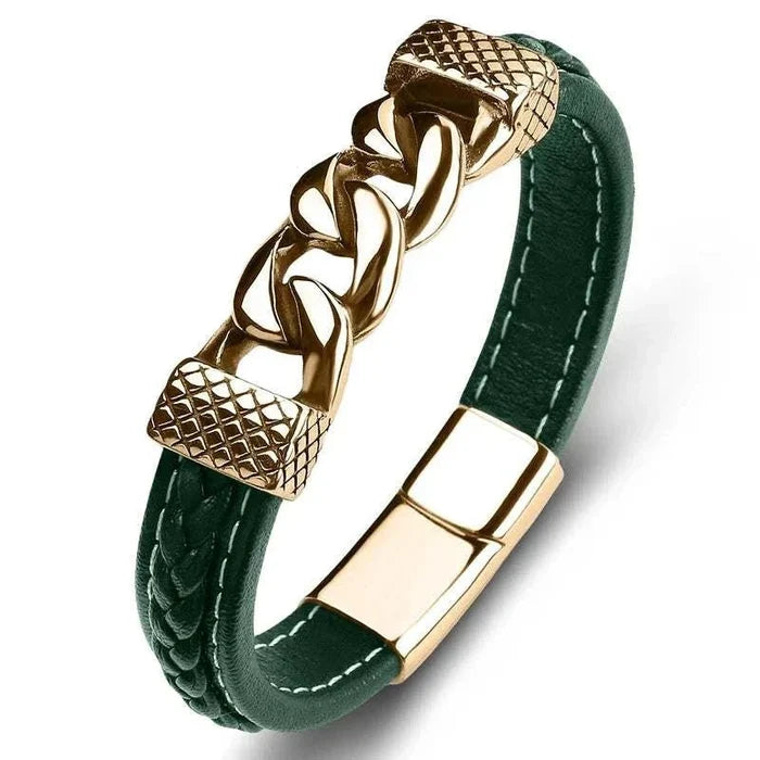 Classic chain stainless steel bracelet - AntoniosClothing - Green design 1