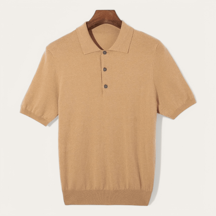 Silk wool polo t-shirt classic knitwear elegance - AntoniosClothing - Green