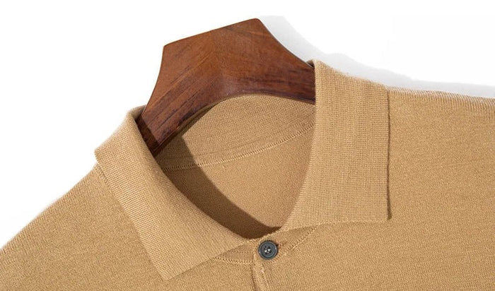 Silk wool polo t-shirt classic knitwear elegance - AntoniosClothing - Green