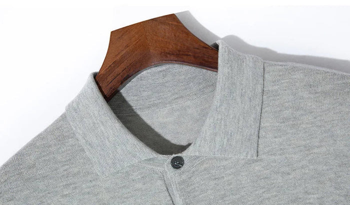 Silk wool polo t-shirt classic knitwear elegance - AntoniosClothing - Green