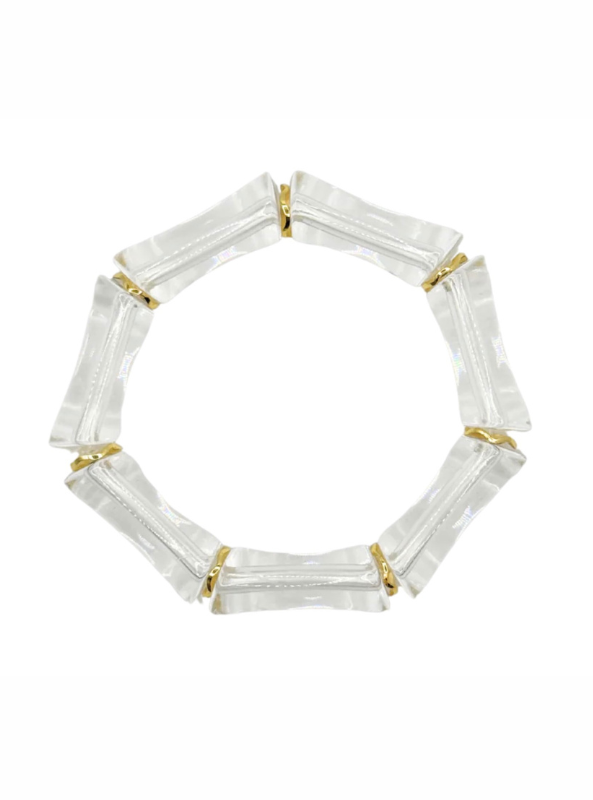 Clear Acrylic Bamboo Bracelet with Gold Accents