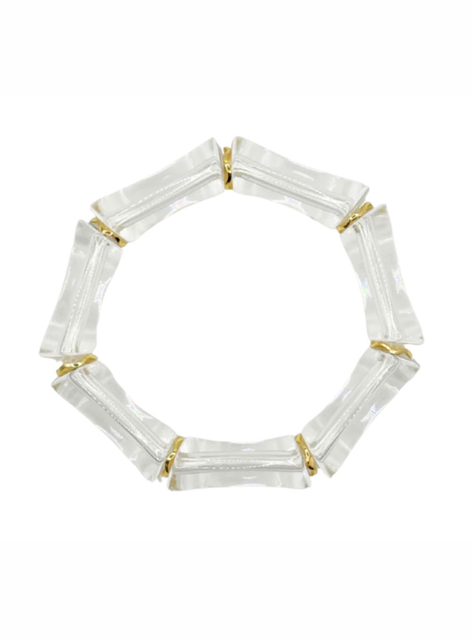 Clear Acrylic Bamboo Bracelet with Gold Accents