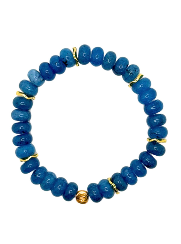 Cobalt Blue Gemstone Bracelet with Gold Accents