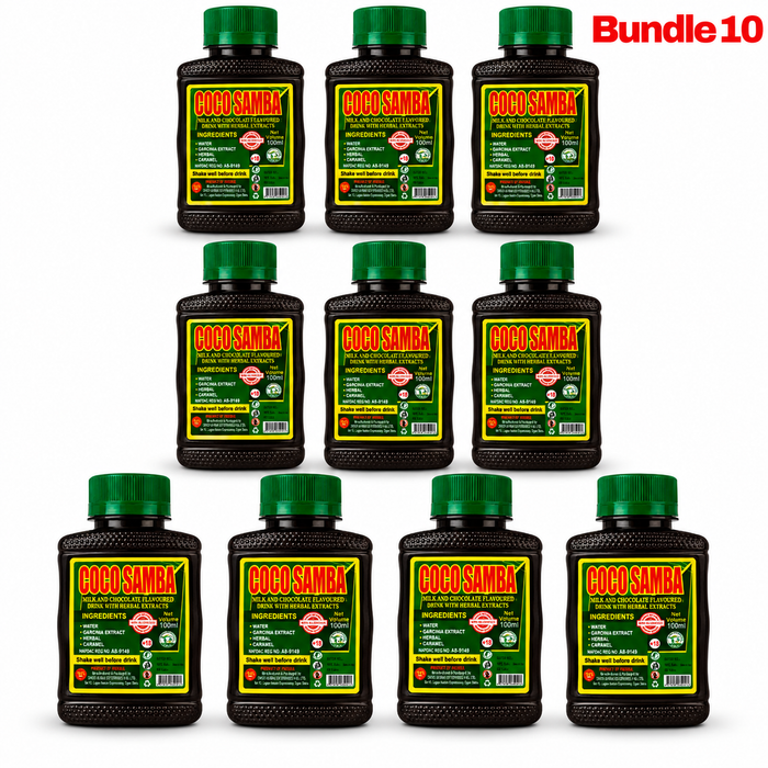 Coco Samba Herbal Mixture in a branded bottle, traditional herbal bitters made with a blend of botanical ingredients to complement a balanced daily wellness routine.