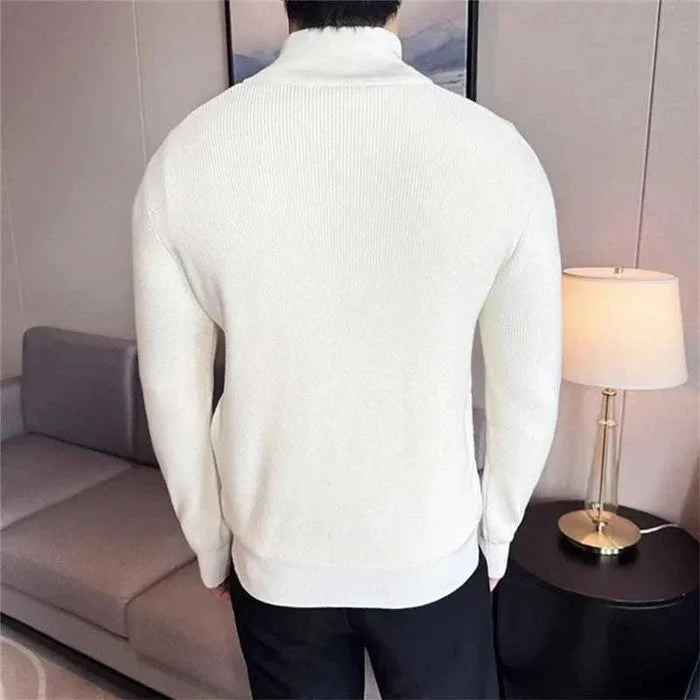 Cold season knit zipper sweater - AntoniosClothing - Coffee