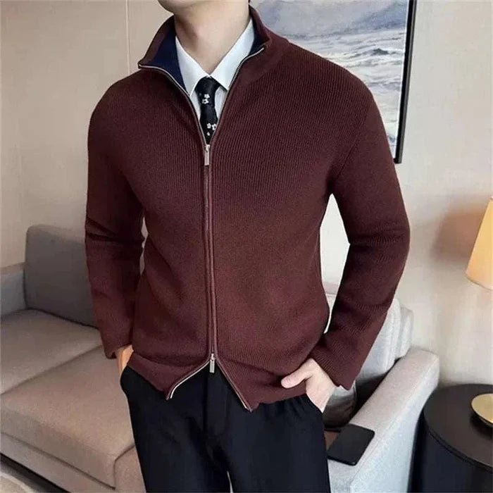 Cold season knit zipper sweater - AntoniosClothing - Royal blue