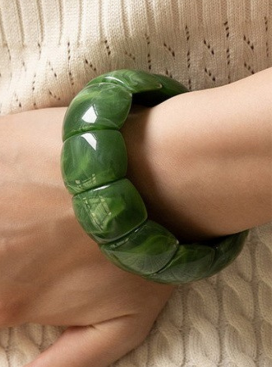 Color-Block Acrylic Stretch Cord Bracelet