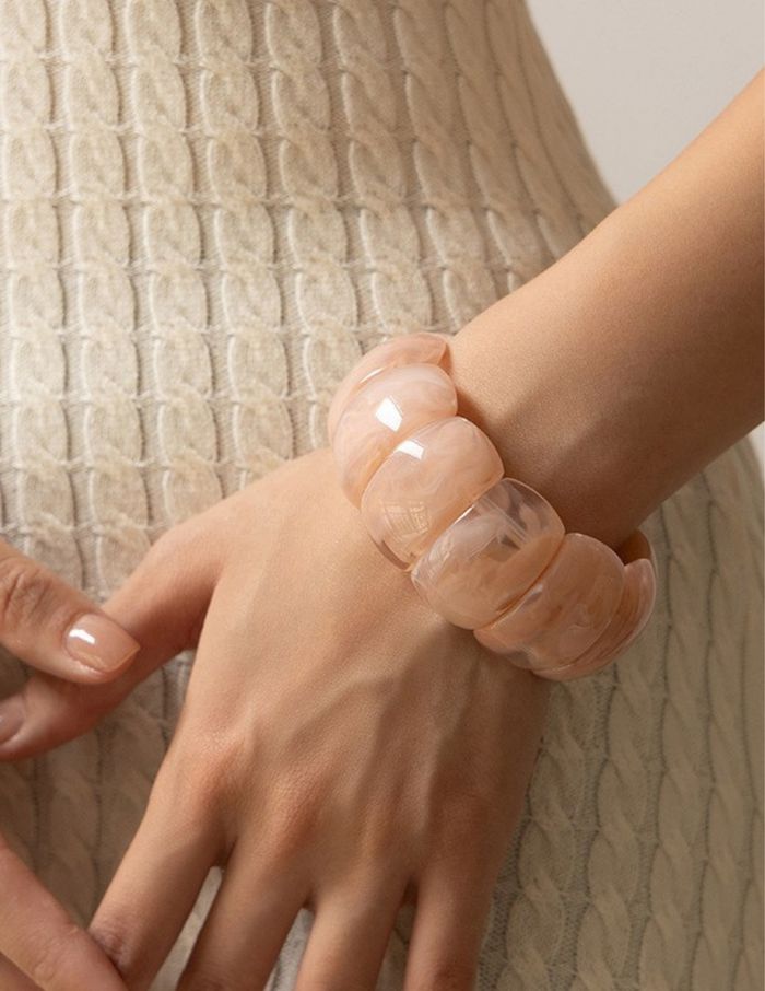 Color-Block Acrylic Stretch Cord Bracelet