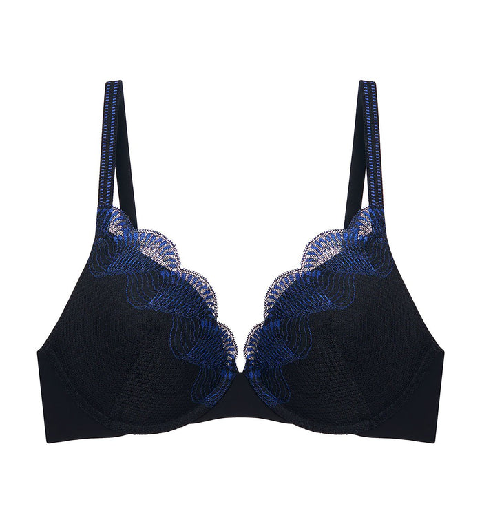 Comfort Glam Wired Push Up Bra - BLACK