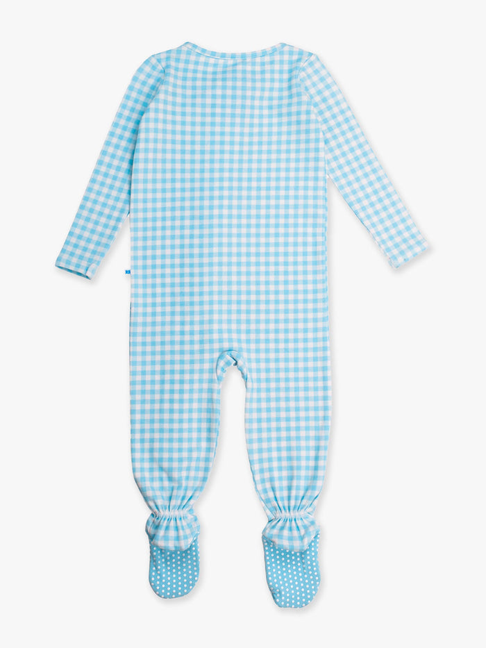 Cotton Modal Blue Breeze Gingham Footie Sleeper