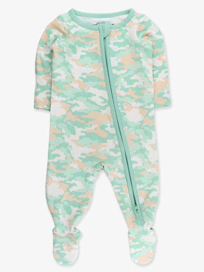 Cotton Modal Sage Trail Camo Footie Sleeper