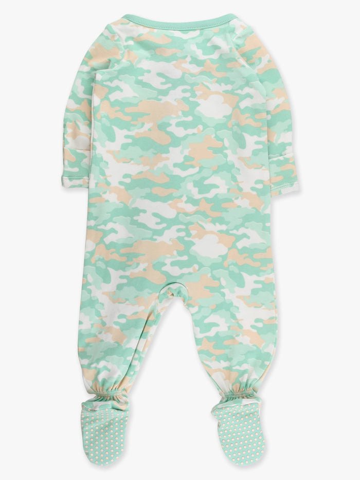 Cotton Modal Sage Trail Camo Footie Sleeper
