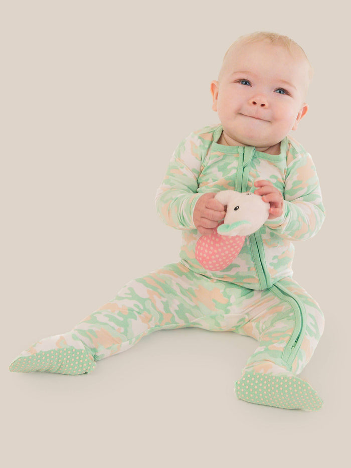 Cotton Modal Sage Trail Camo Footie Sleeper