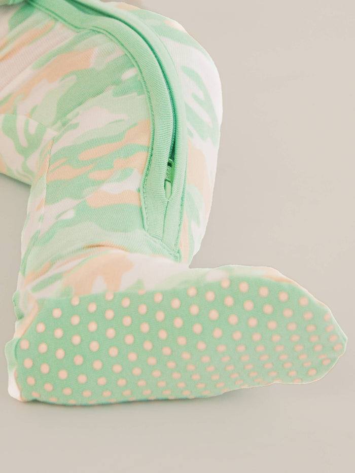 Cotton Modal Sage Trail Camo Footie Sleeper