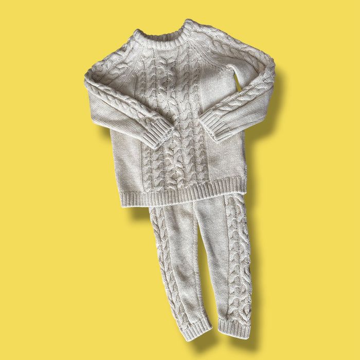 cream H&M knit set, 12-18m
