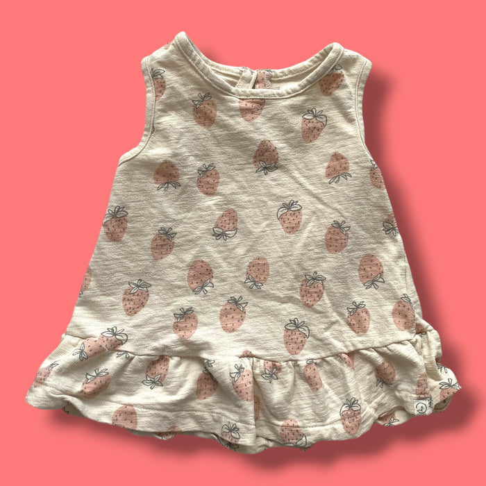 Cream Little planet strawberry dress, 5y