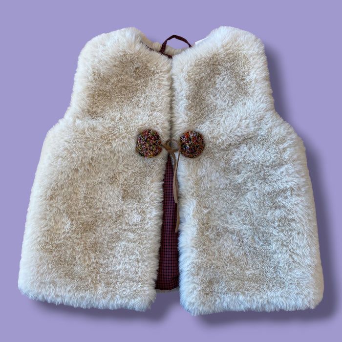 cream Zara fuzzy vest, 12-18m