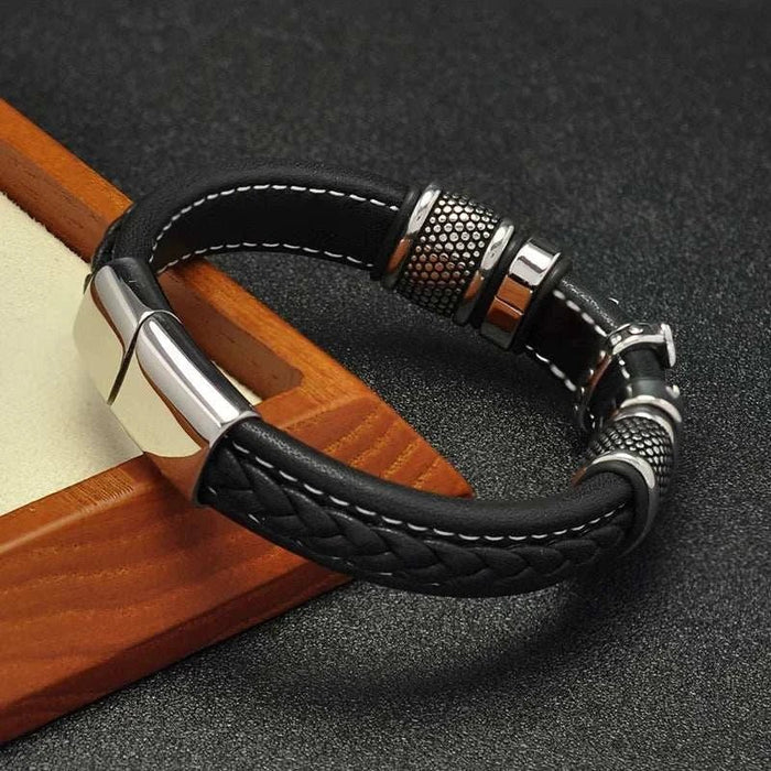 Cross punk leather bracelet - AntoniosClothing - Blue