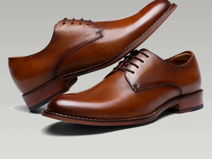 Derby formal business shoes made of genuine leather - AntoniosClothing - Black