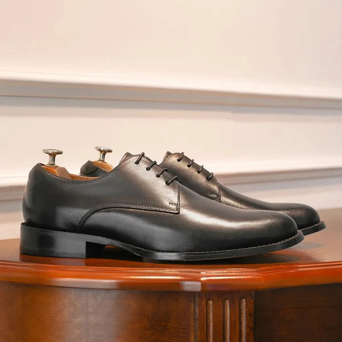 Derby formal business shoes made of genuine leather - AntoniosClothing - Black