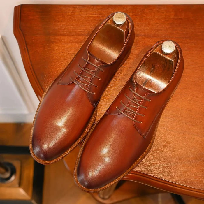 Derby formal business shoes made of genuine leather - AntoniosClothing - Black