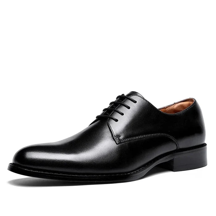 Derby formal business shoes made of genuine leather - AntoniosClothing - Black