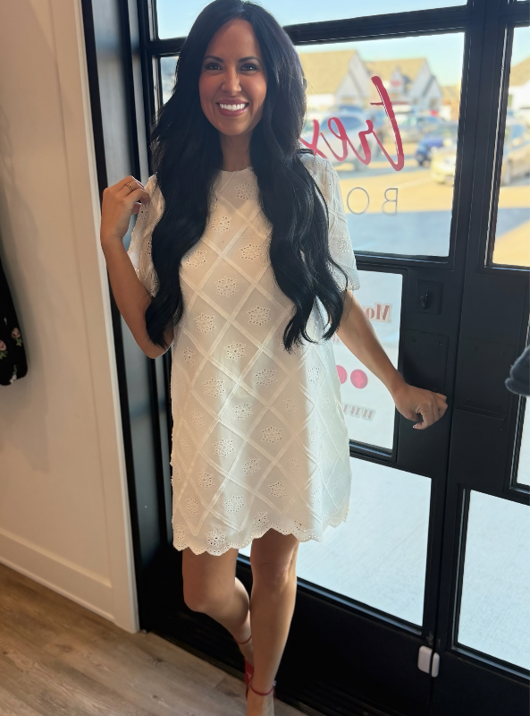 Diamond Eyelet Mini Dress