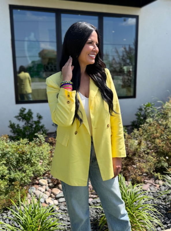 Double Breasted Blazer- Yellow