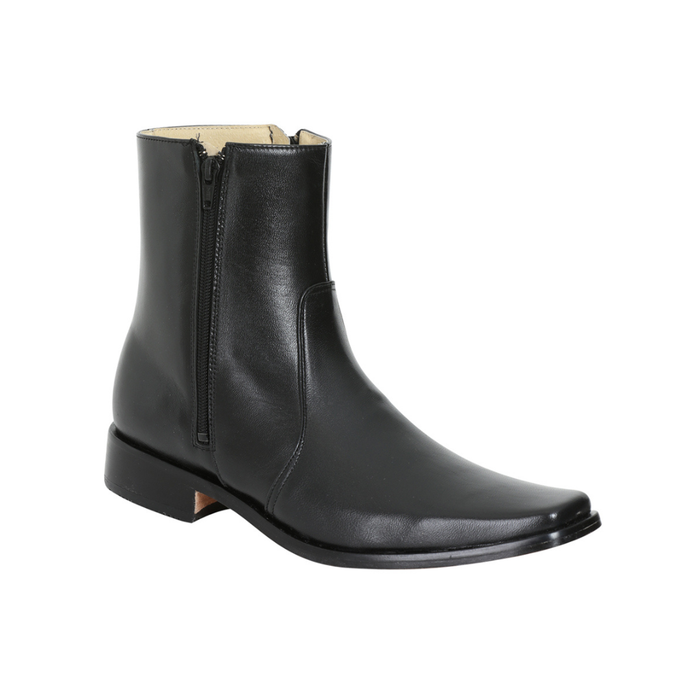 El Besserro black leather western boot with double zippers