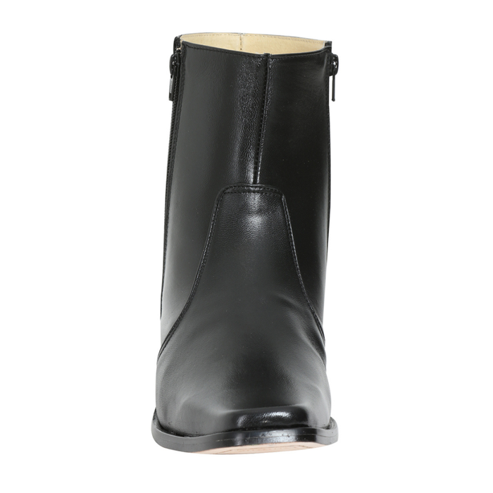 El Besserro black leather western boot with double zippers