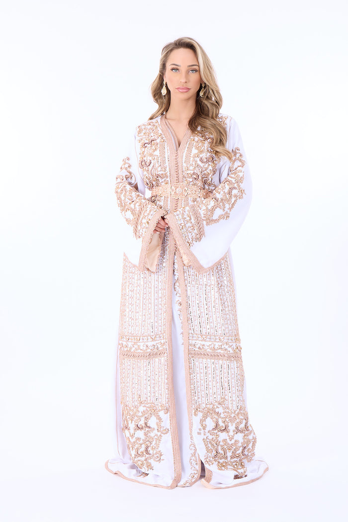 Exclusive Caftan Arwa white-Bronz