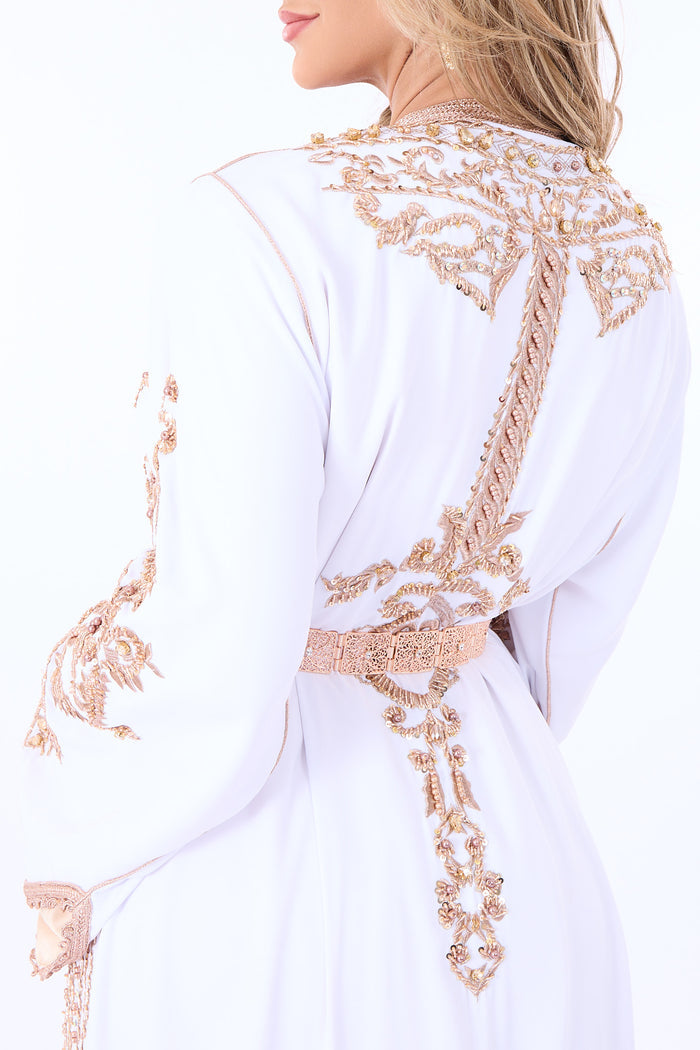 Exclusive Caftan Arwa white-Bronz