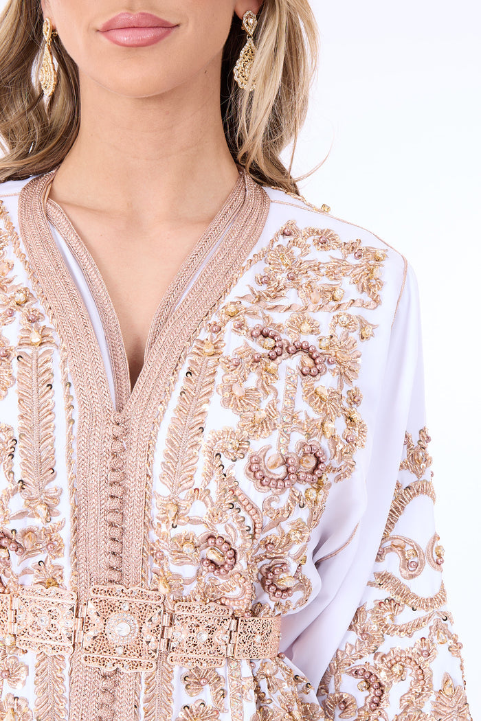 Exclusive Caftan Arwa white-Bronz