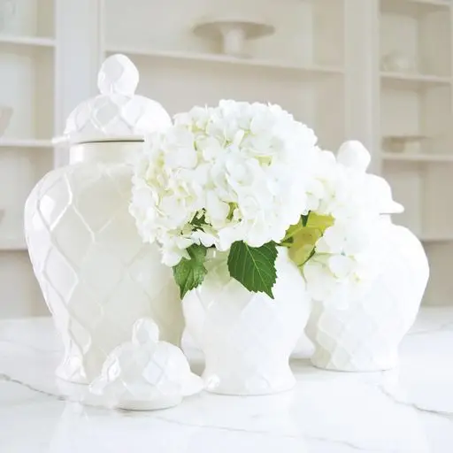 Extra Large White Textured Ginger Jar
