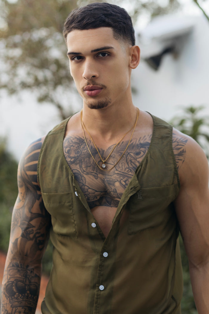 Extra Thin Button Up Tank Top 01