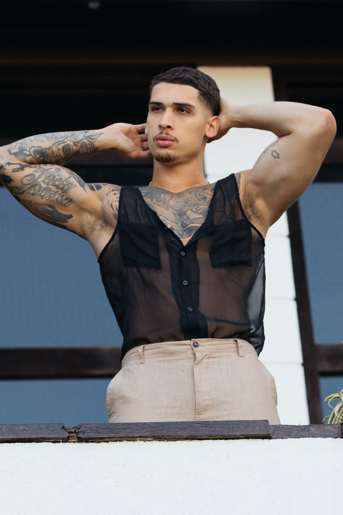 Extra Thin Button Up Tank Top 01