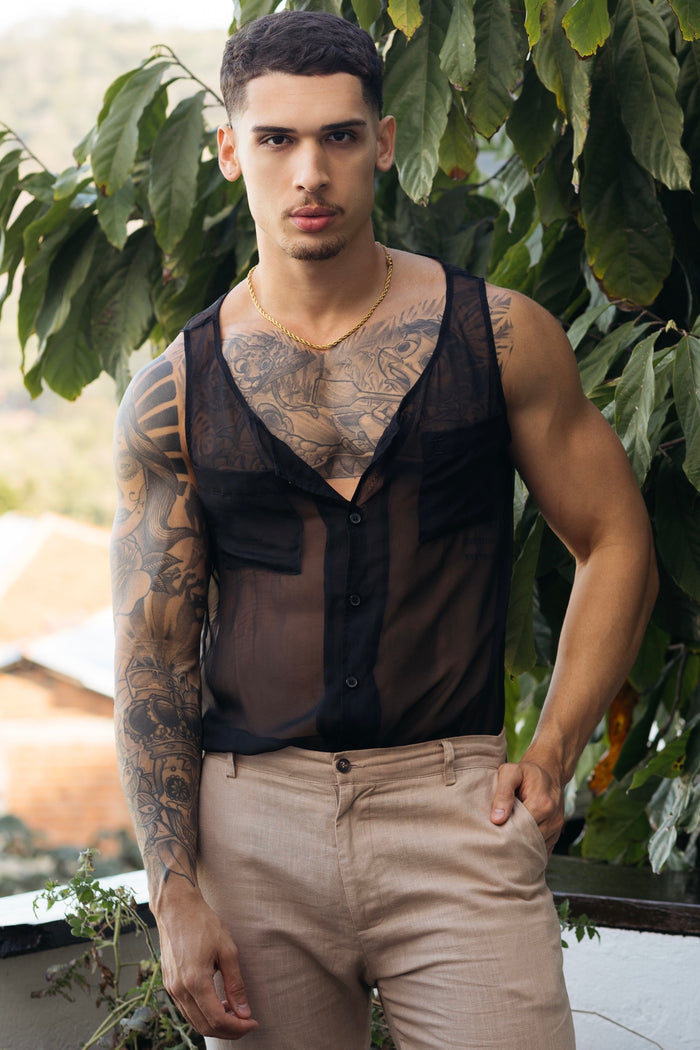 Extra Thin Button Up Tank Top