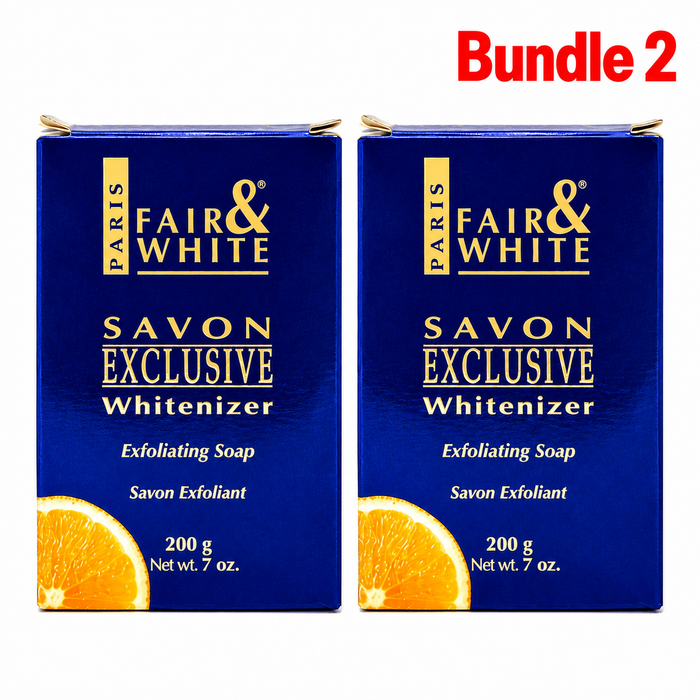 Fair & White Vit-C Exfoliating Soap 200g FW0021, vitamin C-enriched cleansing bar designed to gently exfoliate dead skin cells and remove impurities while leaving skin feeling soft, smooth, refreshed, and radiant-looking.