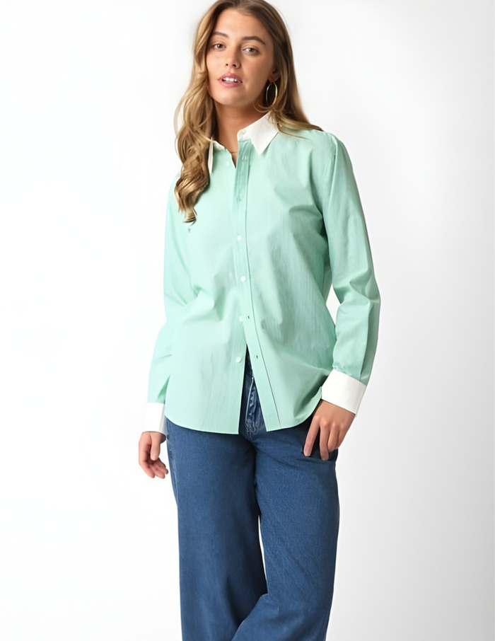 Felicity Stripe Shirt- Green