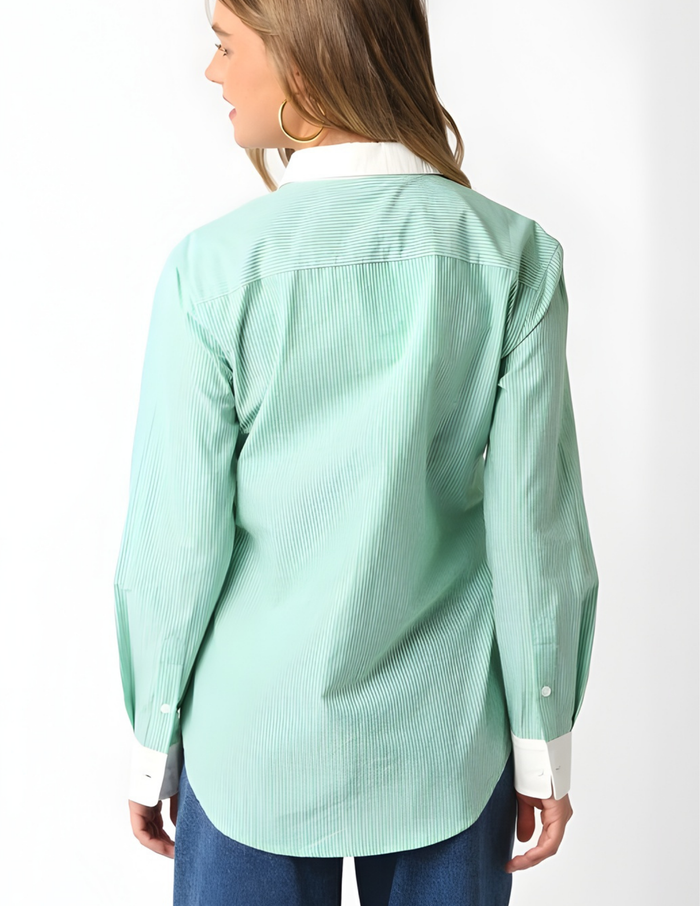Felicity Stripe Shirt- Green
