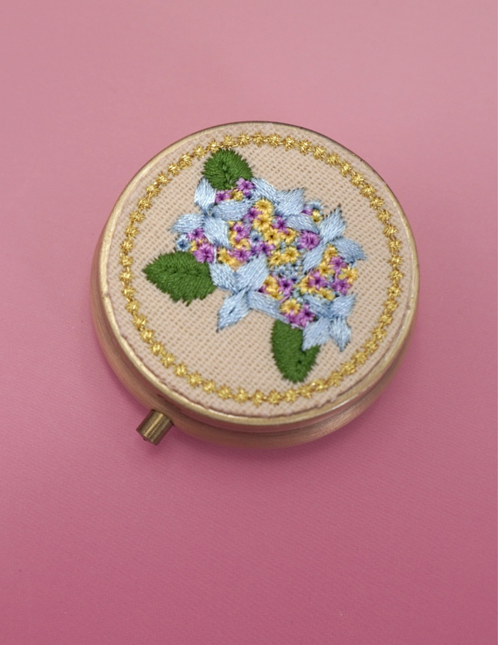 Floral Embroidery Jewelry Organizer with Mirror