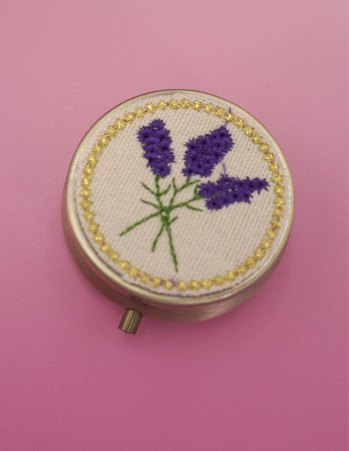 Floral Embroidery Jewelry Organizer with Mirror