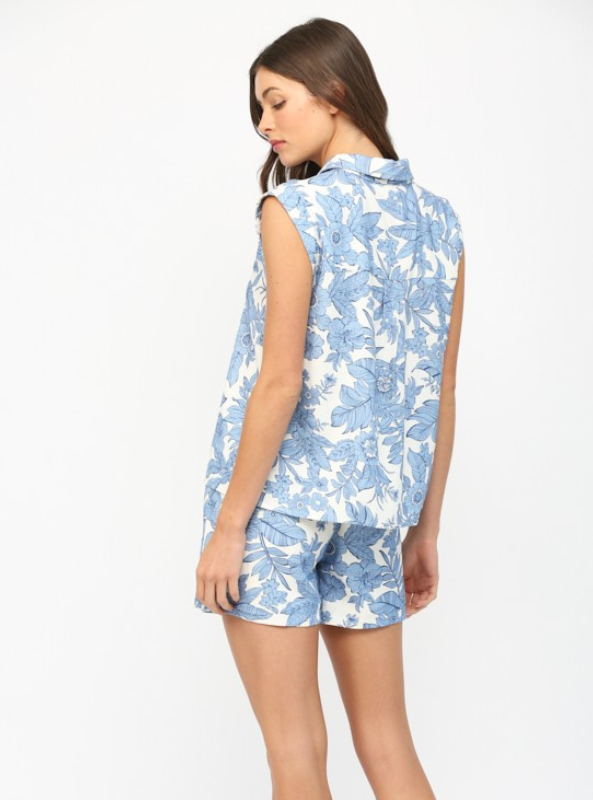 Floral Tuck Detail Button Down Shirt