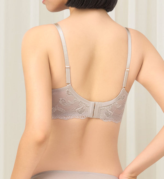 Florale Rose Lilies Non-Wired Padded Bra - RHINO GREY